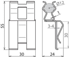 Dehn DC BK 12 FL30 STBLANK Abrazadera de refuerzo RD 12MM 10MM - 308143 [2 piezas]