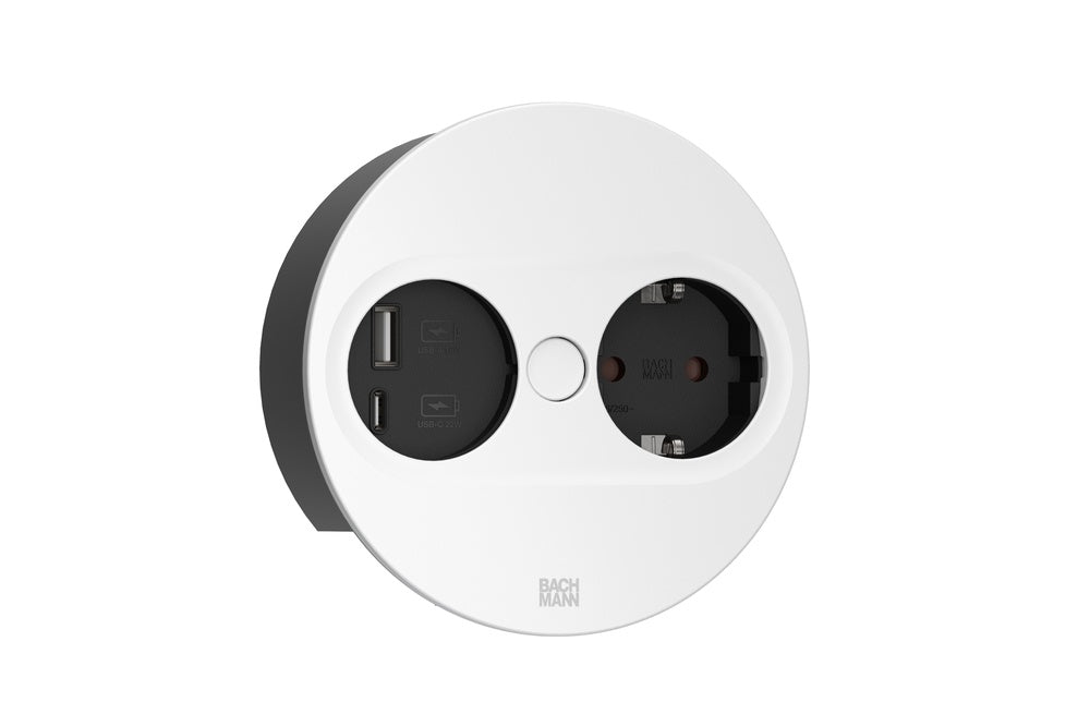 Bach Twist2 230V Con USB Cargador Redondo Blanco 2m - 946.204