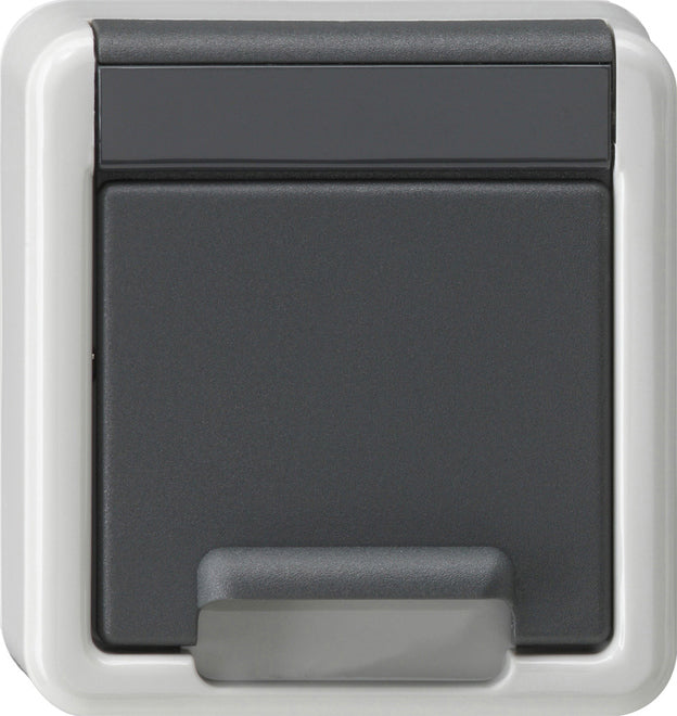 Gira Schuko Socket Cover With Shutter Surface Mount Grey - 494230