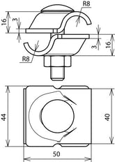 Dehn MV Abrazadera StSt Rd 16/16mm Con Tornillo Cabeza Truss - 393069