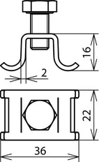 Cabeza de agarre Dehn para fleje 14x0,3mm con tornillo DIN 933 M8x16 - 540930 [2 piezas]