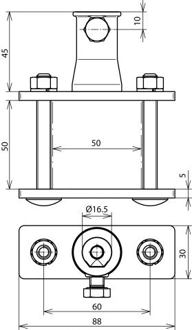 Abrazadera de barandilla Dehn para Dehniso Combi con casquillo de 16 mm - 106312