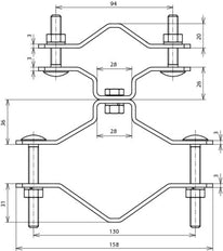 Abrazadera de barandilla Dehn D 70-90mm para tubos D-50mm DEHNiso Combi - 105355