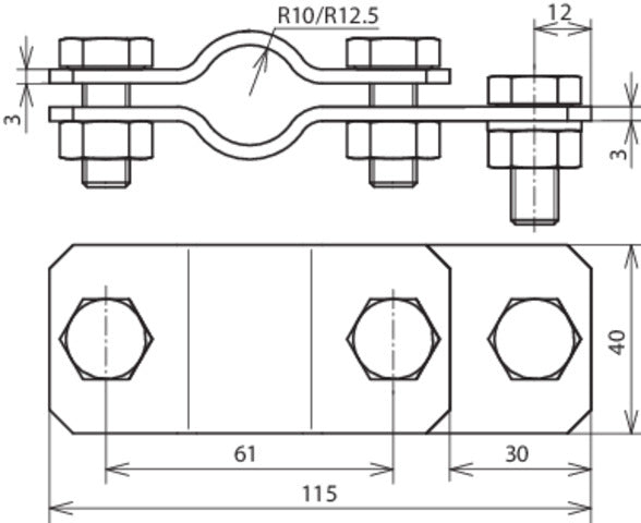 Soporte de conexión de varilla de tierra Dehn con tornillo M10x20mm - 620021