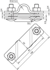Kit de soporte de conexión de 20 mm de acero inoxidable Dehn V4A - 620915