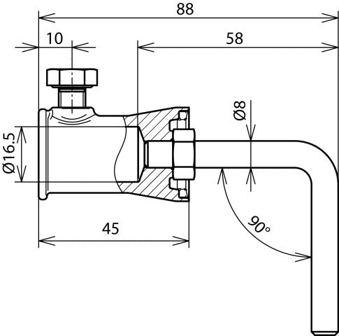 Adaptador de fijación de 90 grados de acero inoxidable con casquillo Dehn - 106341