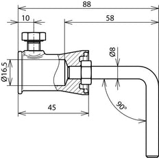 Adaptador de fijación de 90 grados de acero inoxidable con casquillo Dehn - 106341