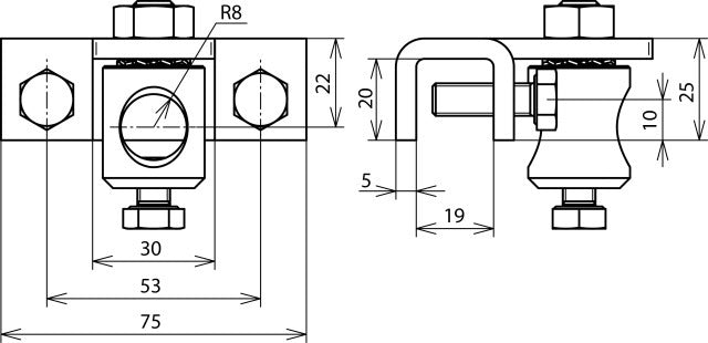 Dehn Terminal Para Perfiles 3-18mm Con Perno De Sujeción Al - 106319