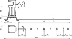 Dehn Soporte de Conductor de Techo Al Plástico Gris H 36mm Rd 8mm L 205m - 204170 [2 piezas]