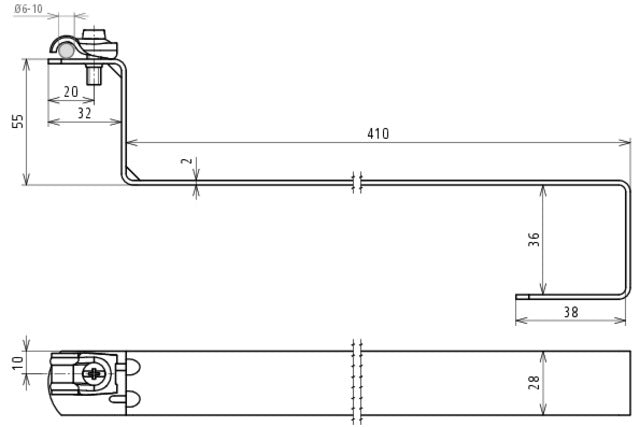 Dehn Soporte De Conductor De Techo St Tzn Para Rd 6-10mm L 410mm - 202080