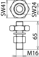 Conector tipo atornillado con perno roscado M16x65mm y tuerca - 750500