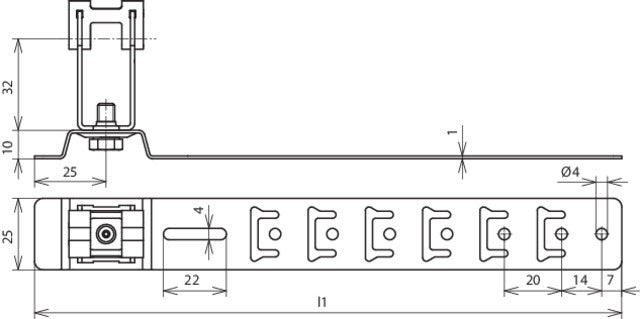 Dehn Roof Conductor Holder UNIgrip StSt H32mm Rd 8mm L335 V2A - 206319