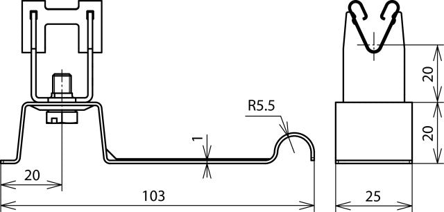 Dehn Soporte de Conductor de Techo H20 L103 Rd 8mm Con Abrazadera - 206349