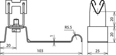 Dehn Soporte de Conductor de Techo H20 L103 Rd 8mm Con Abrazadera - 206349