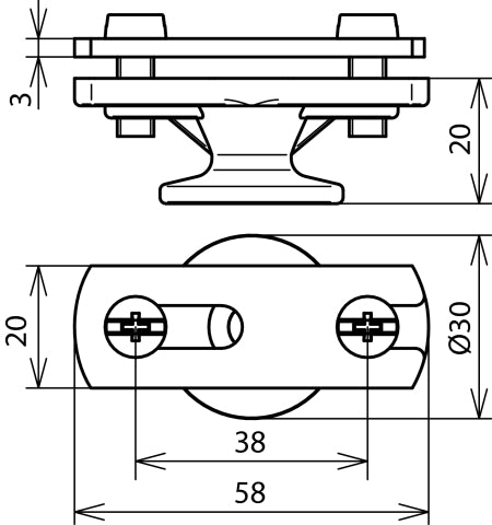 Portaconductor Dehn Con Brida ZDC Para 30mm St/TZn M8 - 275030 [2 uds.]