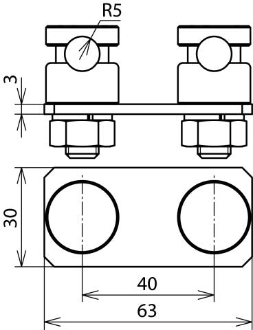 Placa de conexión Dehn con 2 KS para cabezal conductor HVI - 301229