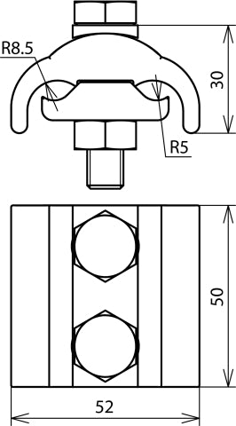 Conector paralelo CU de Dehn para diferentes diámetros RD 5-16mm - 306101