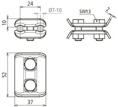 Dehn Conector Paralelo PV 7.10 SKM8X20 CU Para RD 7-10mm - 307007