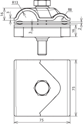 Abrazadera Dehn Maxi MV St/Bare Rd 8-16/15-25mm Con Tornillo M12x65mm - 308040