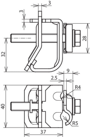 Abrazadera de canalón de doble grapa para cordón 16-22mm Rd 8-10mm - 339110 [2 piezas]