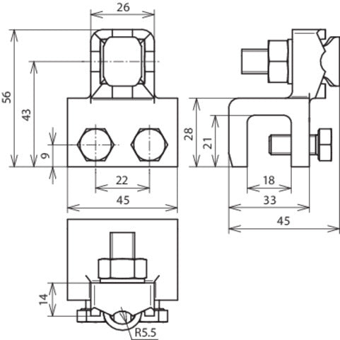 Dehn Abrazadera de Conexión MCI Con Rango de Sujeción Fl 8-18mm Con Tornillo - 370018