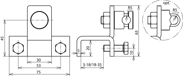 Dehn Terminal Vertical Para Perfiles De 18-35mm Con Conector KS - 372150