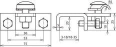 Dehn Terminal St/Tzn Tipo Horizontal Para Perfiles 18-35mm Con Abrazadera - 372240