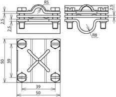 Unidad transversal Dehn con placa intermedia CU KS 16 FL 30MM RD 16 - 316167