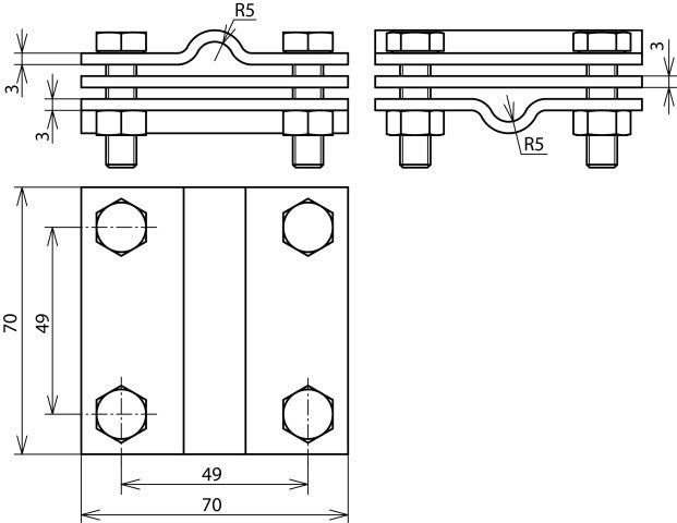 DEHN Unidad en cruz de acero inoxidable RD 7-10 FL 40mm Interlock - 319229