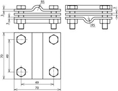DEHN Unidad en cruz de acero inoxidable RD 7-10 FL 40mm Interlock - 319229