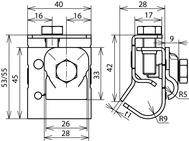 Abrazadera para canalón de aluminio Dehn con marco de sujeción 16-22mm - 339061