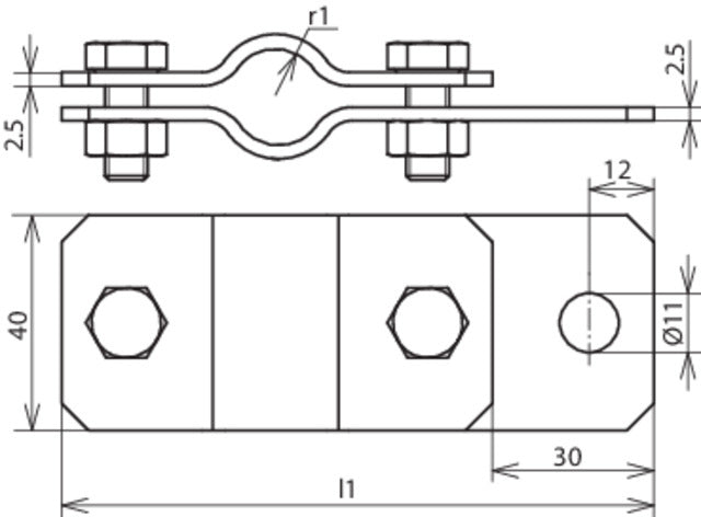 Dehn ERS 76 AB11 V2A Abrazadera de tubo de puesta a tierra con agujero D 11mm - 410389
