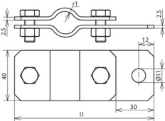 Dehn ERS 76 AB11 V2A Abrazadera de tubo de puesta a tierra con agujero D 11mm - 410389