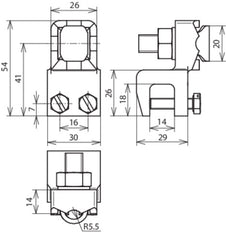 Terminal Dehn Gama MCI con tornillo KS y kit de seguridad contra sobretensiones - 370014