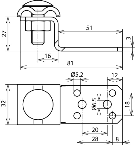 Taco de conexión de aluminio en forma de Z con doble grapa RD 8-10mm - 377200 [2 piezas]