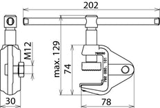 Pinza Dehn Para Fresar Tierra Para Perfiles Planos 30mm Con Barra Tommy - 792030