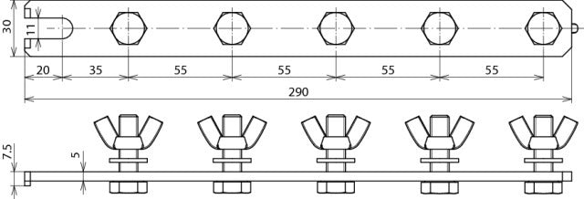 Barra colectora de puesta a tierra Dehn 290mm Con Soporte Tornillos M10x35 - 466192