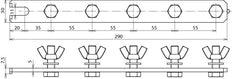 Barra colectora de puesta a tierra Dehn 290mm Con Soporte Tornillos M10x35 - 466192