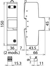 DEHN DVCI 1 255 FM Descargador Combinado Tipo 1+2 Protección Monofásica - 961205
