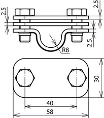 Abrazadera de desconexión de acero inoxidable Dehn Uni con placa - 459159