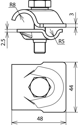 Abrazadera Dehn MV StSt 200KA Con Tornillo Hexagonal Y Arandela De Muelle - 392209