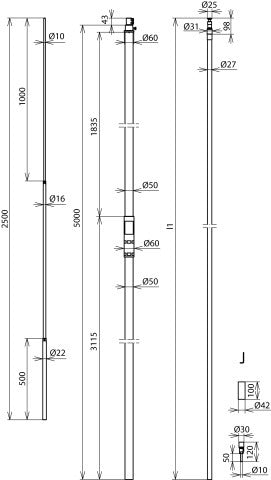 DEH HVI Conductor de Potencia D 27mm L5000 Con Terminales de Aire Kit - 819433