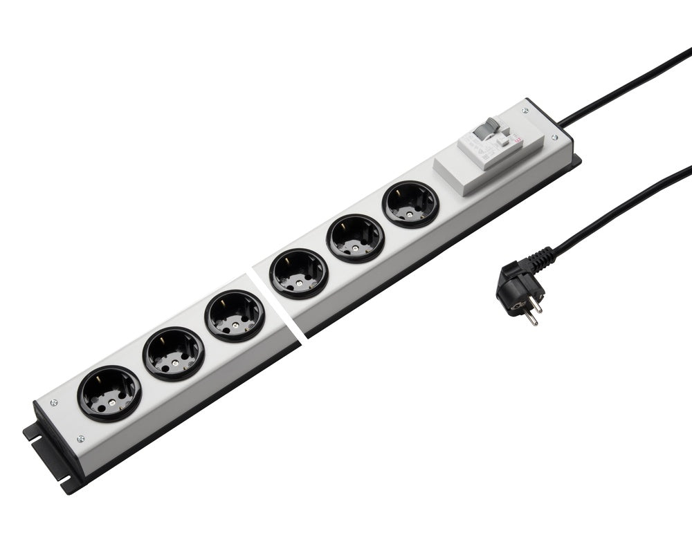 Regleta de enchufes Martin Kaiser de 8 vías con cable de 3 m GFCB de 16 A - 1037ZL8L-SW3 [10 Piezas]