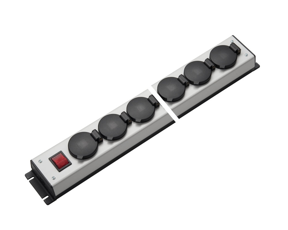 Martin Kaiser Regleta de enchufes de 12 vías con tapa abatible Interruptor IP20 - 1058/12l-sw [10 Piezas]