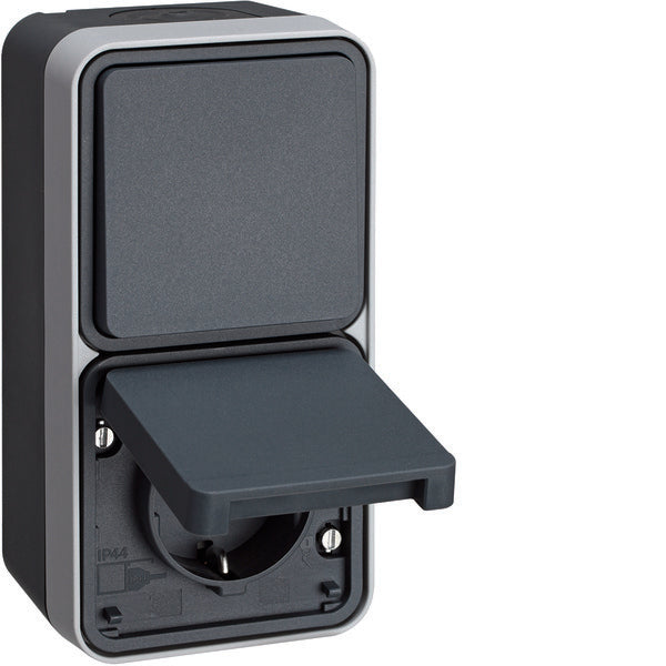 Hager Berker Interruptor Combi WCD Con Caja De Seguridad Para Niños W1 Gris - 47803525