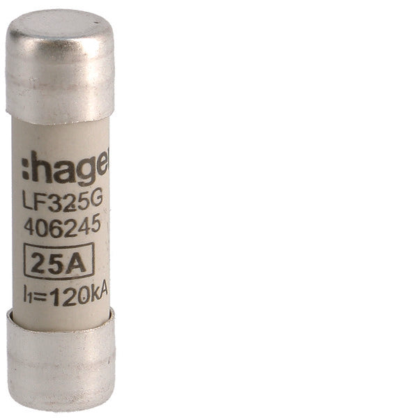 Fusible Cilíndrico Industrial Hager 25A 500V 10x38mm - LF325G [10 Piezas]