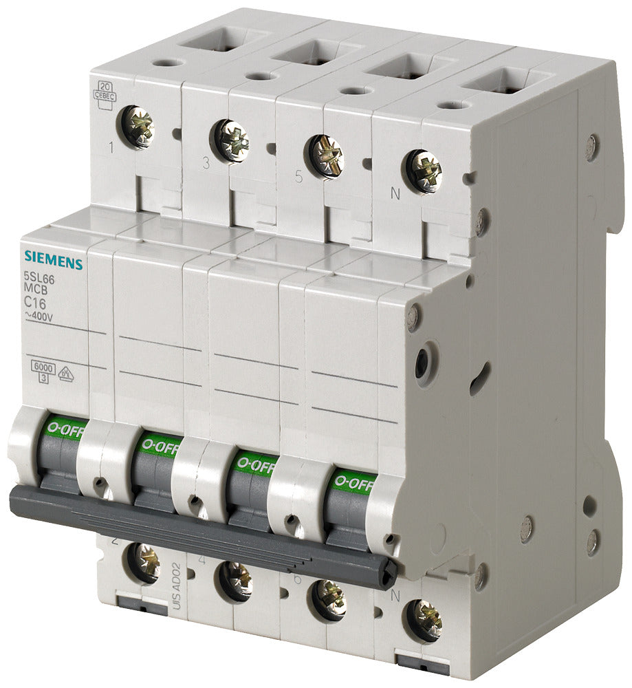 Interruptor Siemens 5SL6616-7 3P+N 16A 400V 6kA - 5SL66167