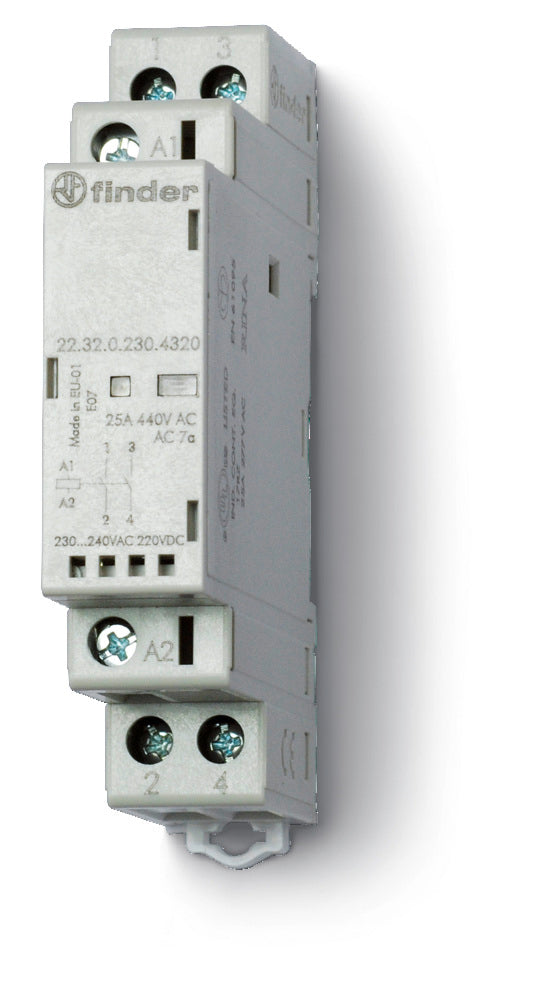 Finder 25A Contacto Modular 2NO 230V CA/CC - 22.32.0.230.4320