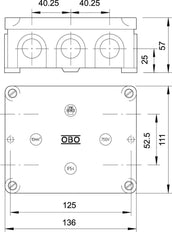 Caja De Conexiones Universal IP54 10xM20 136x111x57mm - 2002345