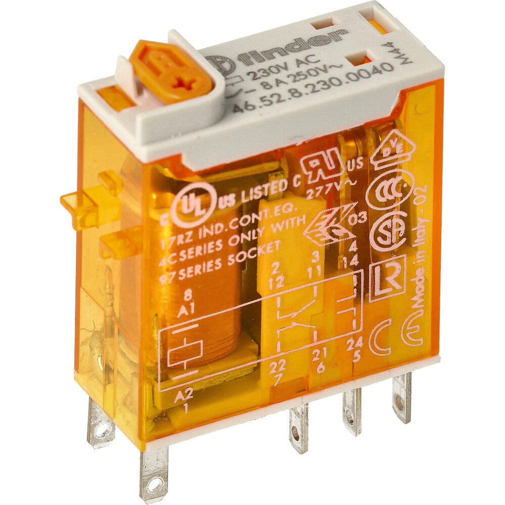 Finder 46 Serie Relé Mini Industrial 2CO 8A 230VAC - 46.52.8.230.0040
